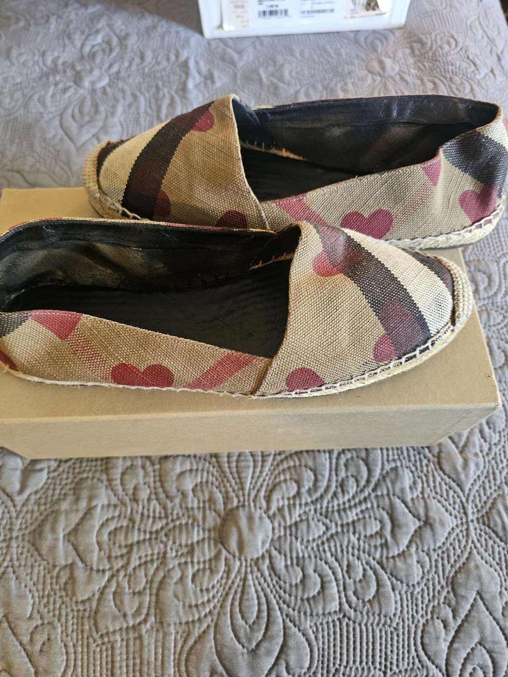 Burberry Beige Canvas Espadrilles with Red Heart Motif
